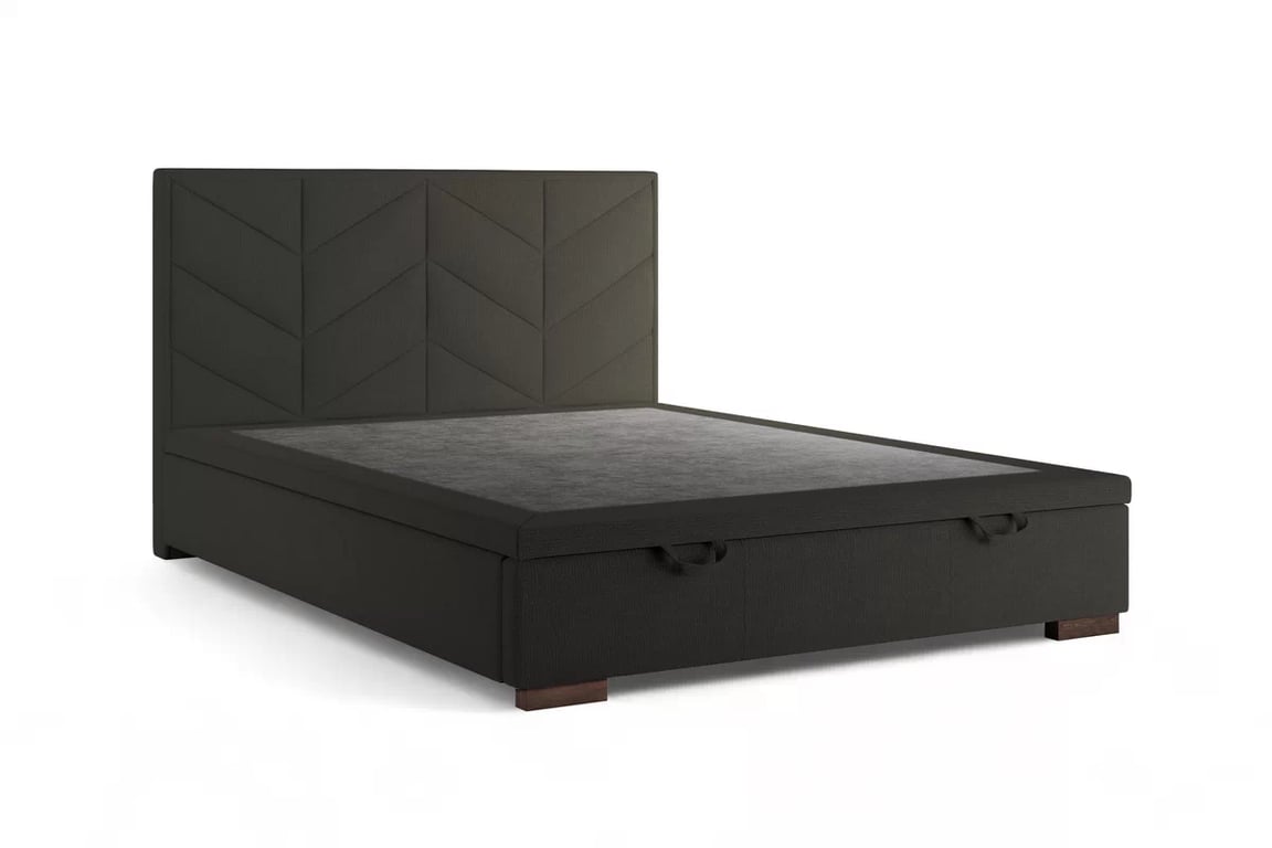 Boxspring posteľ Lindi 140x200 S vnútorným úložným priestorom- Tmavý šedý šenil Perfect Harmony 99 / nožičky Venge Boxspring posteľ Lindi 140x200 - Tmavý šedý šenil Perfect Harmony 99 / nožičky Venge