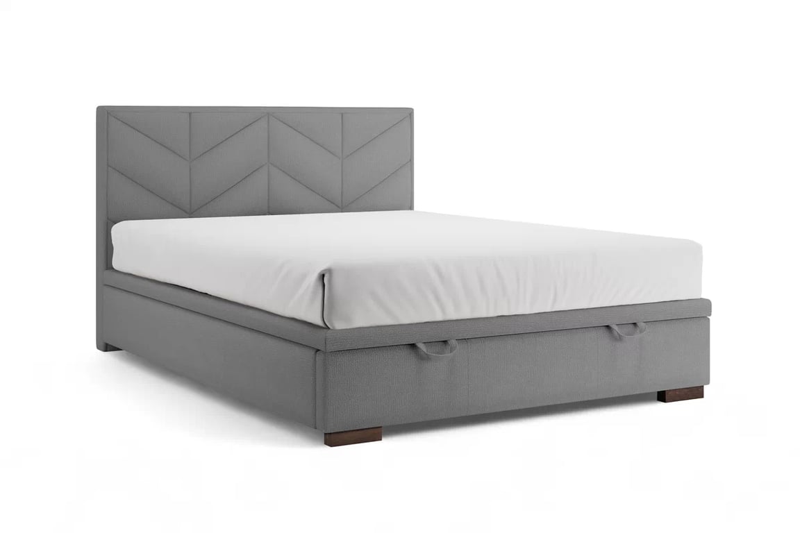 Boxspring postel Lindi 140x200 s úložným prostorem - šedá látka Perfect Harmony 82 / nohy wenge Postel boxspring Lindi 140x200 - šedá šenil Perfect Harmony 82 / Nohy wenge