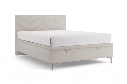 Boxspring postel Lindi 140x200 s úložným prostorem - béžová látka Perfect Harmony 02 / stříbrné nohy