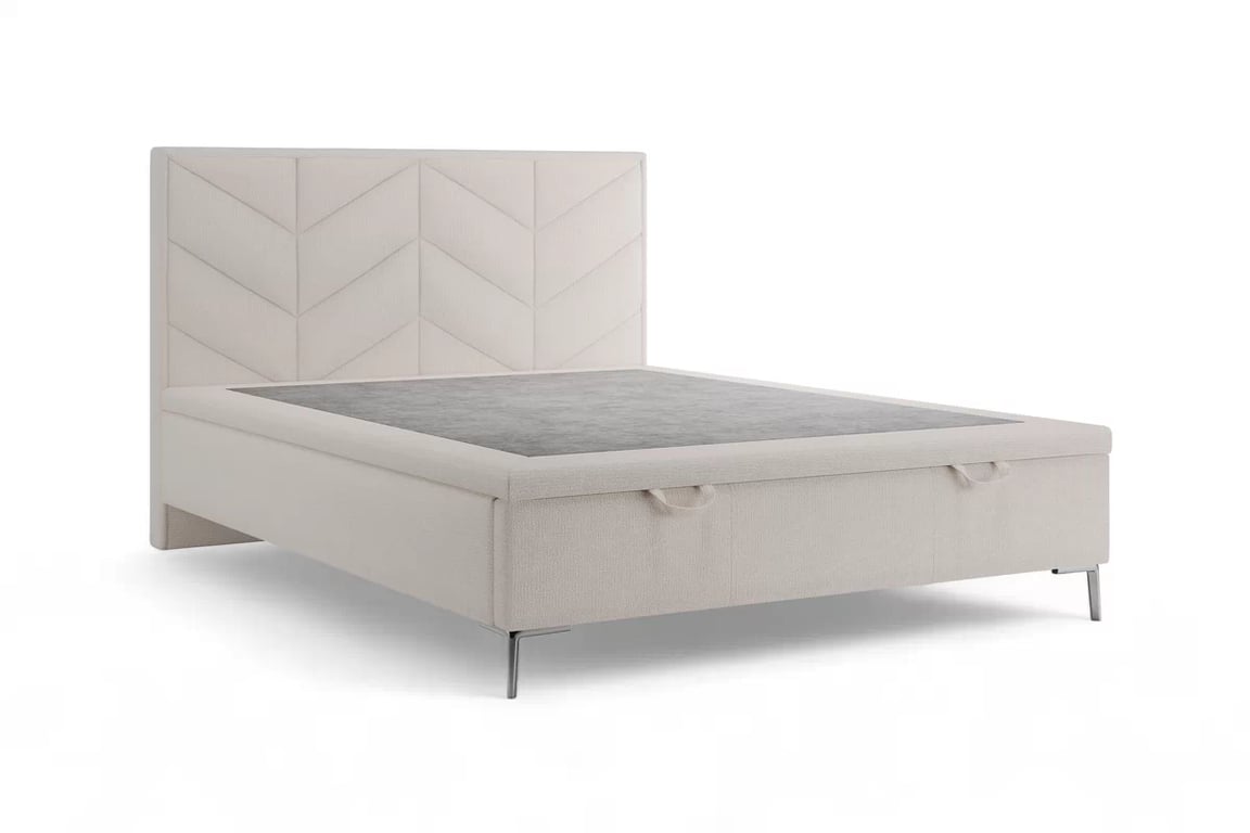 Boxspring postel Lindi 140x200 s úložným prostorem - béžová látka Perfect Harmony 02 / stříbrné nohy Postel boxspring Lindi 140x200 s úložným prostorem- béžová šenil Perfect Harmony 02 / Nohy srebrne 