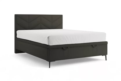 Boxspring posteľ Lindi 140x200 S vnútorným úložným priestorom- Tmavý šedý šenil Perfect Harmony 99 / nožičky čierny 