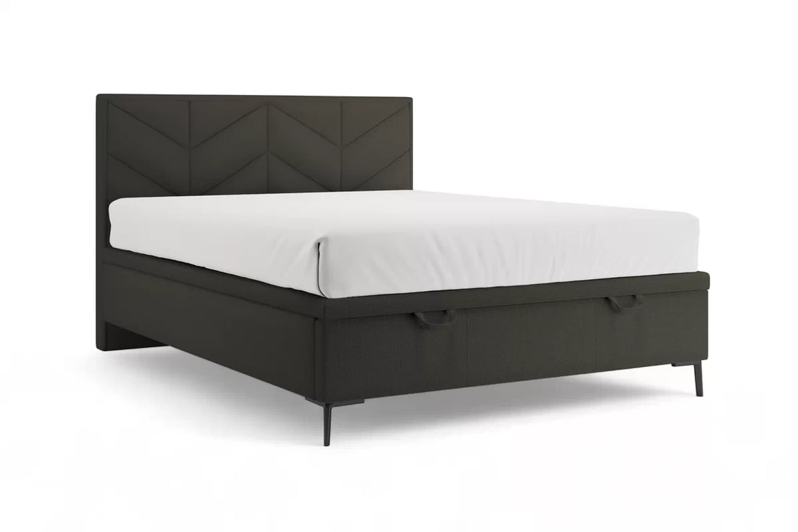 Boxspring posteľ Lindi 140x200 S vnútorným úložným priestorom- Tmavý šedý šenil Perfect Harmony 99 / nožičky čierny  Boxspring posteľ Lindi 140x200 S vnútorným úložným priestorom- Tmavý šedý šenil Perfect Harmony 99 / nožičky čierny 