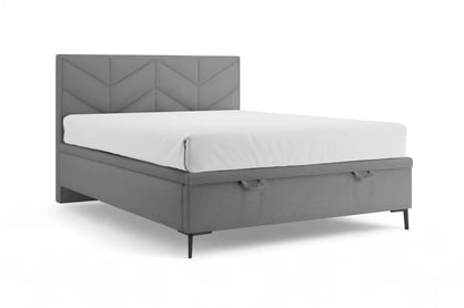 Boxspring postel Lindi 140x200 s úložným prostorem - šedá látka Perfect Harmony 82 / černé nohy