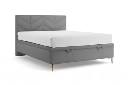 Boxspring postel Lindi 140x200 s úložným prostorem - šedá látka Perfect Harmony 82 / zlaté nohy Postel boxspring Lindi 140x200 s úložným prostorem- šedá šenil Perfect Harmony 82 / Nohy zlaté