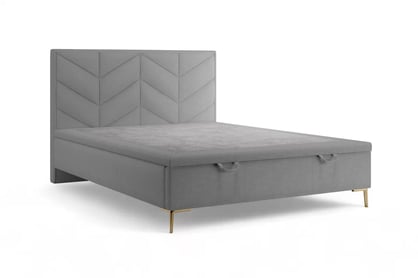 Boxspring postel Lindi 140x200 s úložným prostorem - šedá látka Perfect Harmony 82 / zlaté nohy Postel boxspring Lindi 140x200 s úložným prostorem- šedá šenil Perfect Harmony 82 / Nohy zlaté