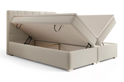 Kontinentální postel Mareli 160x200 s úložným prostorem - světle béžová bouclé Quelle 02 Postel boxspring Mareli 160x200  s úložním prostorem - světlý béžová plusz Quelle 02 