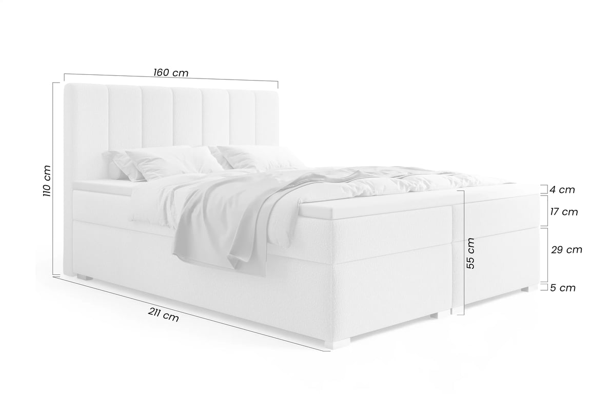 Kontinentální postel Mareli 160x200 s úložným prostorem - světle béžová bouclé Quelle 02 Postel boxspring Mareli 160x200  s úložním prostorem - světlý béžová plusz Quelle 02 