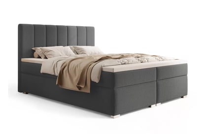 Boxspring posteľ Mareli 160x200 s úložným priestorom - tmavosivé buklé Quelle 92 Boxspring posteľ Mareli 160x200 s úložným priestorom - ciemy šedý bukla Quelle 92