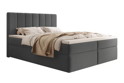 Boxspring posteľ Mareli 180x200 s úložným priestorom - tmavosivé buklé Quelle 92