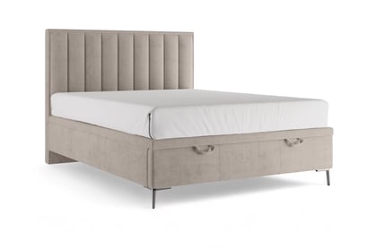 Boxspring posteľ Misel 140x200 S vnútorným úložným priestorom- béžový zamat Magic Velvet 2210 / nožičky srebrne