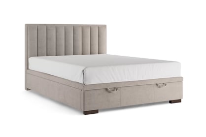 Boxspring postel Misel 140x200 s úložným prostorem - béžový samet Magic Velvet 2210 / nohy wenge