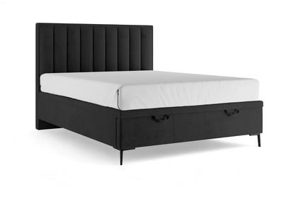 Boxspring posteľ Misel 140x200 S vnútorným úložným priestorom- Čierny zamat Magic Velvet 2219 / nožičky čierny 