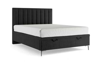 Boxspring postel Misel 140x200 s úložným prostorem - černý samet Magic Velvet 2219 / stříbrné nohy