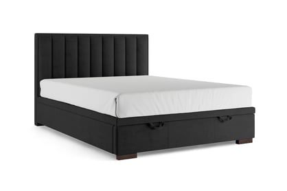 Boxspring postel Misel 140x200 s úložným prostorem - černý samet Magic Velvet 2219 / nohy wenge