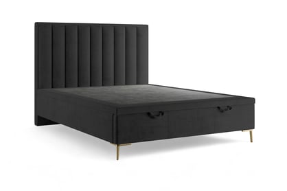 Boxspring posteľ Misel 140x200 S vnútorným úložným priestorom- Čierny zamat Magic Velvet 2219 / nožičky zlote  Boxspring posteľ Misel 140x200 S vnútorným úložným priestorom- Čierny zamat Magic Velvet 2219 / nožičky zlaté 