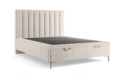 Boxspring postel Misel 140x200 s úložným prostorem - světle béžový samet Magic Velvet 2201 / zlaté nohy Postel boxspring Misel 140x200 s úložným prostorem- jasno béžová samet Magic Velvet 2201 / Nohy zlatá 