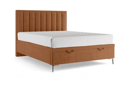 Boxspring posteľ Misel 140x200 S vnútorným úložným priestorom- červený zamat Magic Velvet 2213 / nožičky srebrne