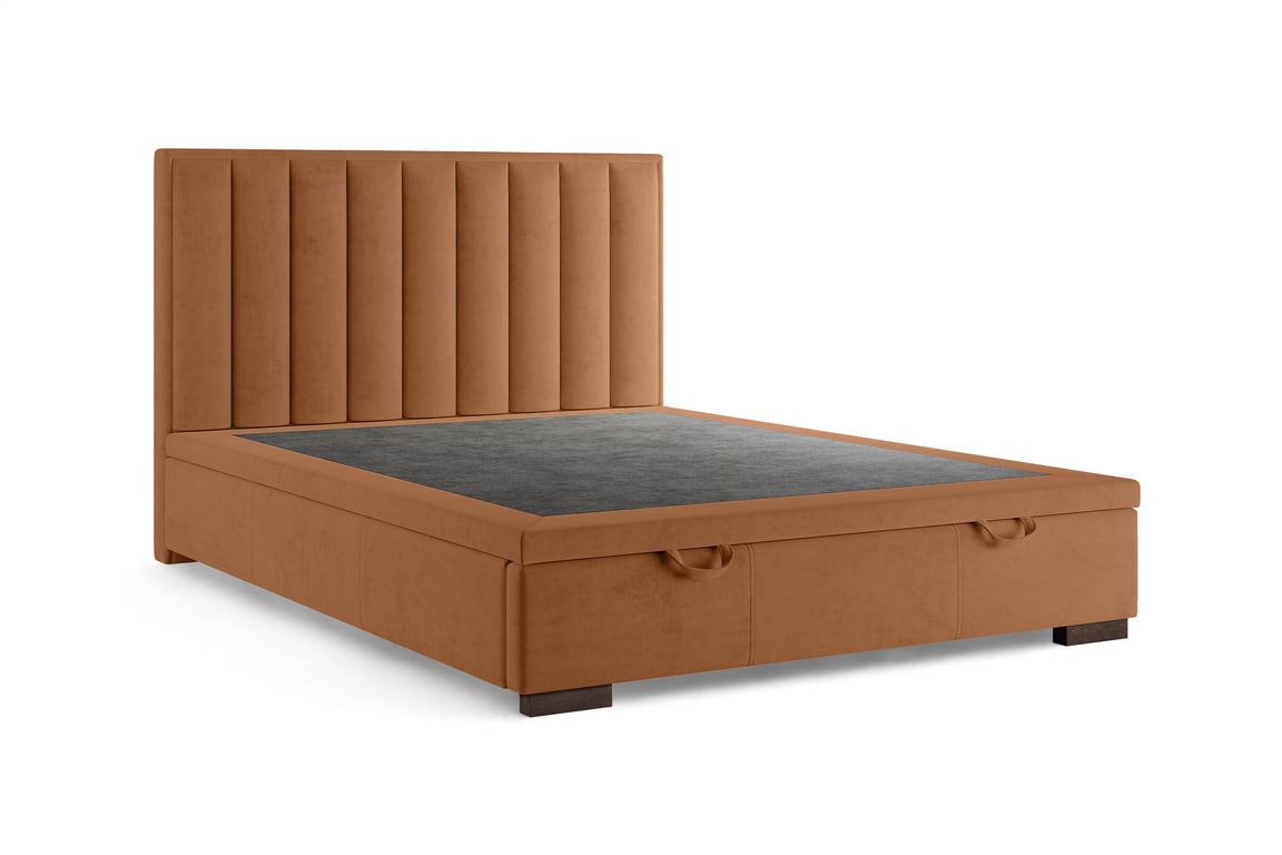 Boxspring postel Misel 140x200 s úložným prostorem - cihlový samet Magic Velvet 2213 / nohy wenge Postel boxspring Misel 140x200 s úložným prostorem- cihlová samet Magic Velvet 2213 / Nohy wenge