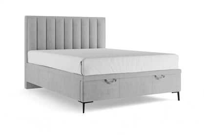 Boxspring postel Misel 140x200 s úložným prostorem - šedý samet Magic Velvet 2240 / černé nohy