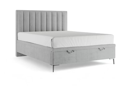 Boxspring postel Misel 140x200 s úložným prostorem - šedý samet Magic Velvet 2240 / stříbrné nohy