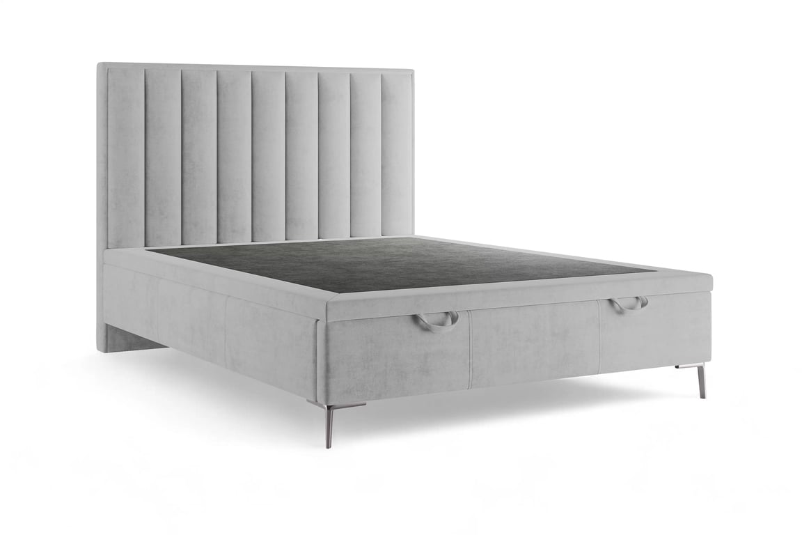 Boxspring postel Misel 140x200 s úložným prostorem - šedý samet Magic Velvet 2240 / stříbrné nohy Postel boxspring Misel 140x200 s úložným prostorem- šedá samet Magic Velvet 2240 / Nohy srebrne