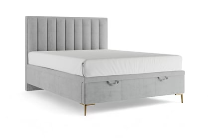 Boxspring postel Misel 140x200 s úložným prostorem - šedý samet Magic Velvet 2240 / zlaté nohy