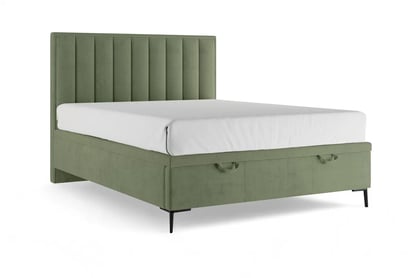 Boxspring posteľ Misel 140x200 S vnútorným úložným priestorom- Zelený zamat Magic Velvet 2243 / nožičky čierny 