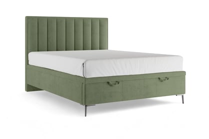 Boxspring postel Misel 140x200 s úložným prostorem - zelený samet Magic Velvet 2243 / stříbrné nohy