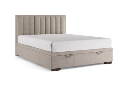 Boxspring postel Misel 160x200 s úložným prostorem - béžový samet Magic Velvet 2210 / nohy wenge