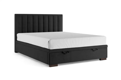 Boxspring postel Misel 160x200 s úložným prostorem - černý samet Magic Velvet 2219 / nohy wenge