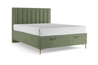 Boxspring posteľ Misel 160x200 S vnútorným úložným priestorom- Zelený zamat Magic Velvet 2243 / nožičky zlote 