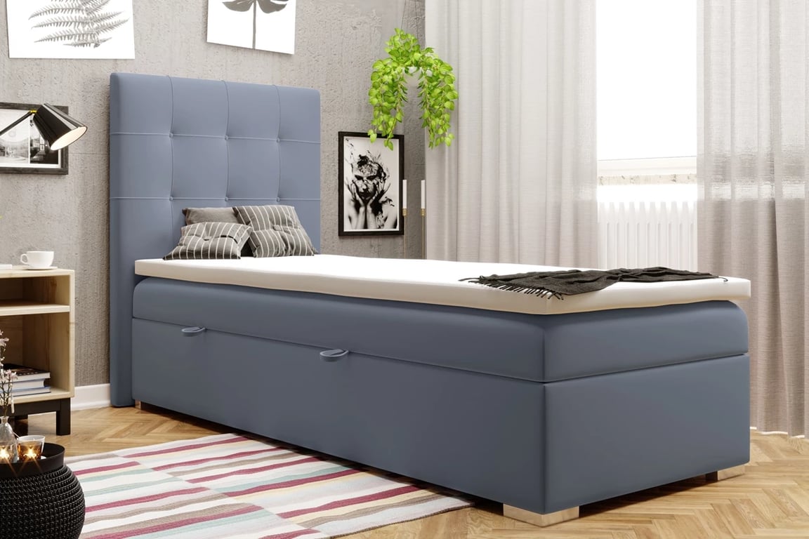 Boxspring postel Basim pro mládež 90x200 cm Modrá postel mládežnická