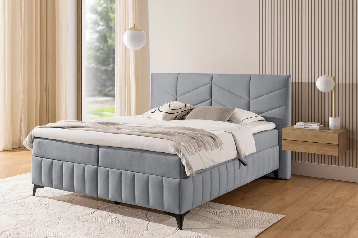 Penia kontinentális ágy 160x200 cm tárolóval - hamuszürke Velúr hidrofób Element 24 Kontinentális ágy Penia 160x200 tárolokkal - hamu Velúr hidrofob Element 24