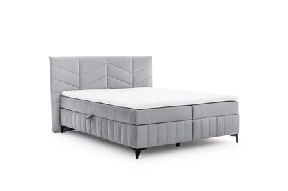 Pat boxspring Penia 160x200 cu spațiu de depozitare - catifea cenușie hidrofobă Element 24