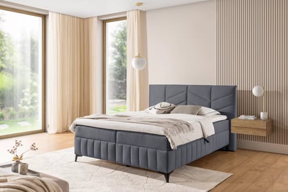 Posteľ Boxspring Penia 160x200 s úložným priestorom - šedý hydrofóbny zamat Element 23 Boxspring posteľ Penia 160x200 s úložným priestorom - šedý zamat hydrofobowy Element 23