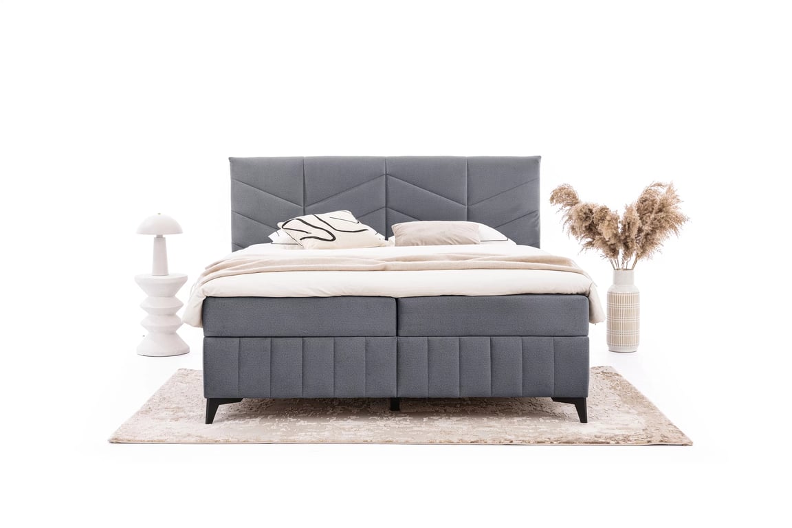 Posteľ Boxspring Penia 160x200 s úložným priestorom - šedý hydrofóbny zamat Element 23 Boxspring posteľ Penia 160x200 s úložným priestorom - šedý zamat hydrofobowy Element 23