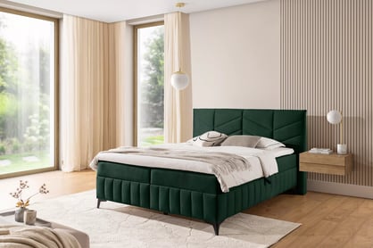 Posteľ Boxspring Penia 160x200 s úložným priestorom - zelený hydrofóbny zamat Element 12 Boxspring posteľ Penia 160x200 s úložným priestorom - Zelený zamat hydrofobowy Element 12