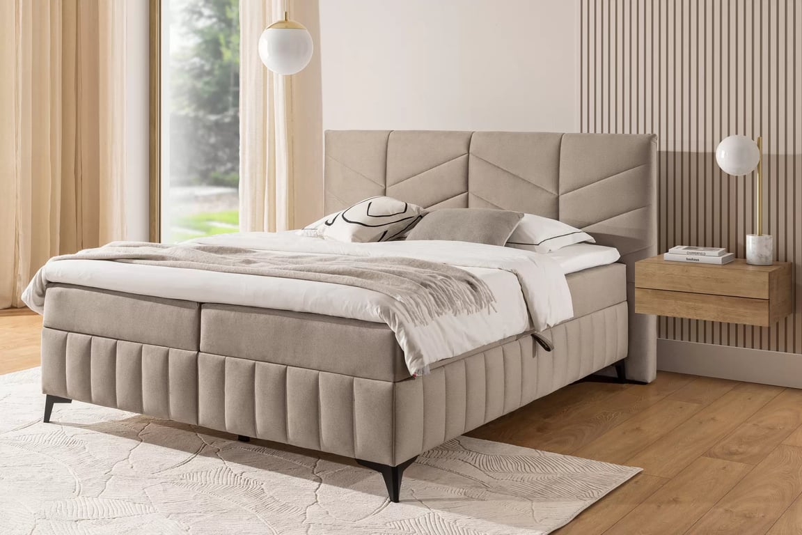  Pat Boxspring Penia 180x200 cu spațiu de depozitare - catifea bej Element 6  Pat Boxspring  Penia 180x200 cu spațiu de depozitare - bej catifea hidrofobă Element 6 