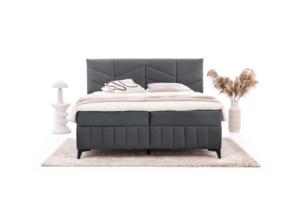 Posteľ Boxspring Penia 180x200 s úložným priestorom - grafitový hydrofóbny zamat Element 22 Boxspring posteľ Penia 180x200 s úložným priestorom - Grafitový zamat hydrofobowy Element 22