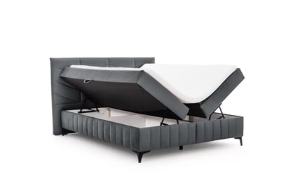 Posteľ Boxspring Penia 180x200 s úložným priestorom - grafitový hydrofóbny zamat Element 22 Boxspring posteľ Penia 180x200 s úložným priestorom - Grafitový zamat hydrofobowy Element 22