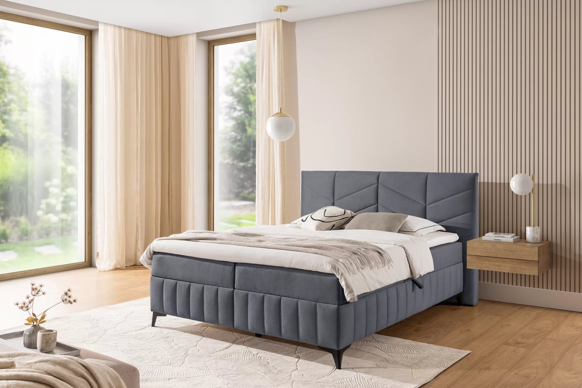 Boxspring postel Penia 180x200 cm s úložným prostorem - šedá látka Element 23 Postel boxspring Penia 180x200 s úložním prostorem - šedá samet hydrofobní  Element 23