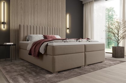 Kontinentální postel Solani 160x200 s úložným prostorem - béžový samet Castel 15 Postel boxspring Solani 160x200 s úložním prostorem - béžová samet Castel 15