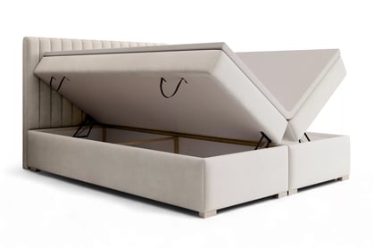 Kontinentální postel Solani 160x200 s úložným prostorem - světle béžový samet Castel 03 Postel boxspring Solani 160x200 s úložním prostorem - světlý béžová samet Castel 03
