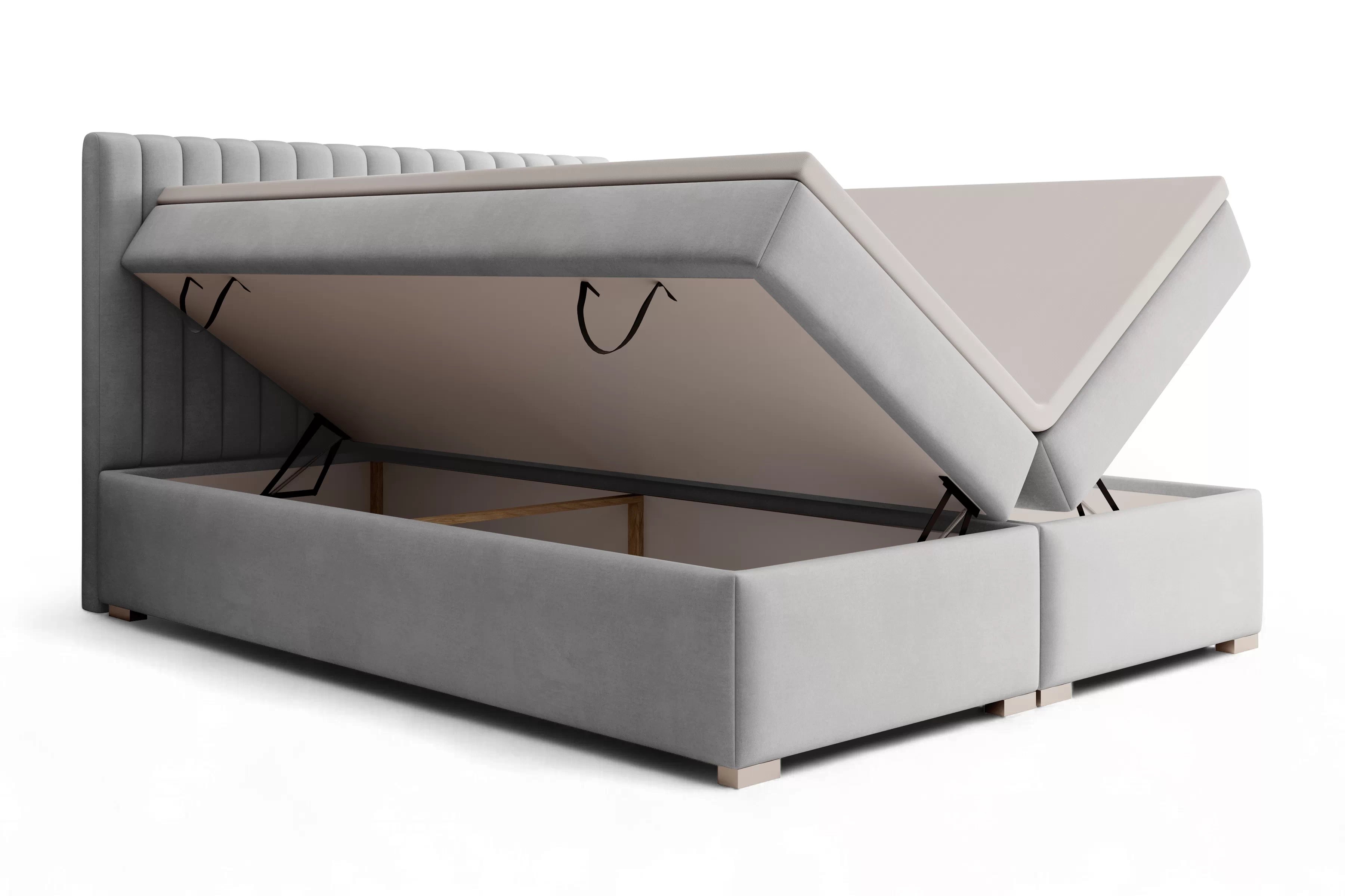 Kontinentálna posteľ Solani 160x200 s úložným priestorom - sivý zamat Castel 80 Boxspring posteľ Solani 160x200 s úložným priestorom - šedý velúr Castel 80