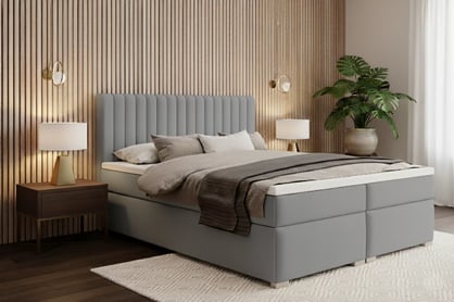 Kontinentální postel Solani 160x200 s úložným prostorem - šedý samet Castel 80 Postel boxspring Solani 160x200 s úložním prostorem - šedá samet Castel 80