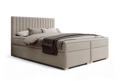 Boxspring posteľ Solani 180x200 s úložným priestorom - béžový zamat Castel 15 Boxspring posteľ Solani 180x200 s úložným priestorom - béžový velúr Castel 15