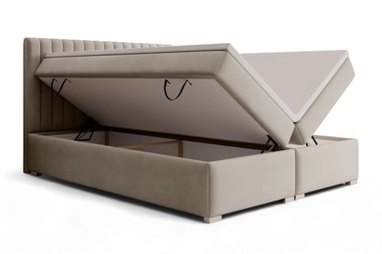 Kontinentální postel Solani 180x200 s úložným prostorem - béžový samet Castel 15 Postel boxspring Solani 180x200 s úložním prostorem - béžová samet Castel 15