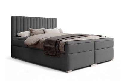 Boxspring posteľ Solani 180x200 s úložným priestorom - tmavosivý zamat Castel 93