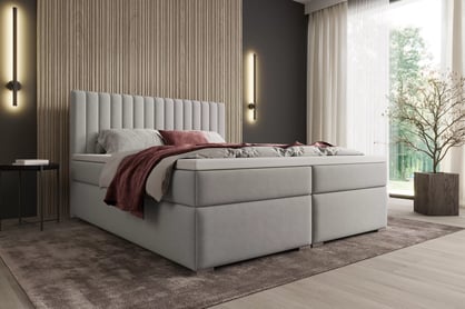 Kontinentální postel Solani 180x200 s úložným prostorem - šedý samet Castel 80 Postel boxspring Solani 180x200 s úložním prostorem - šedá samet Castel 80