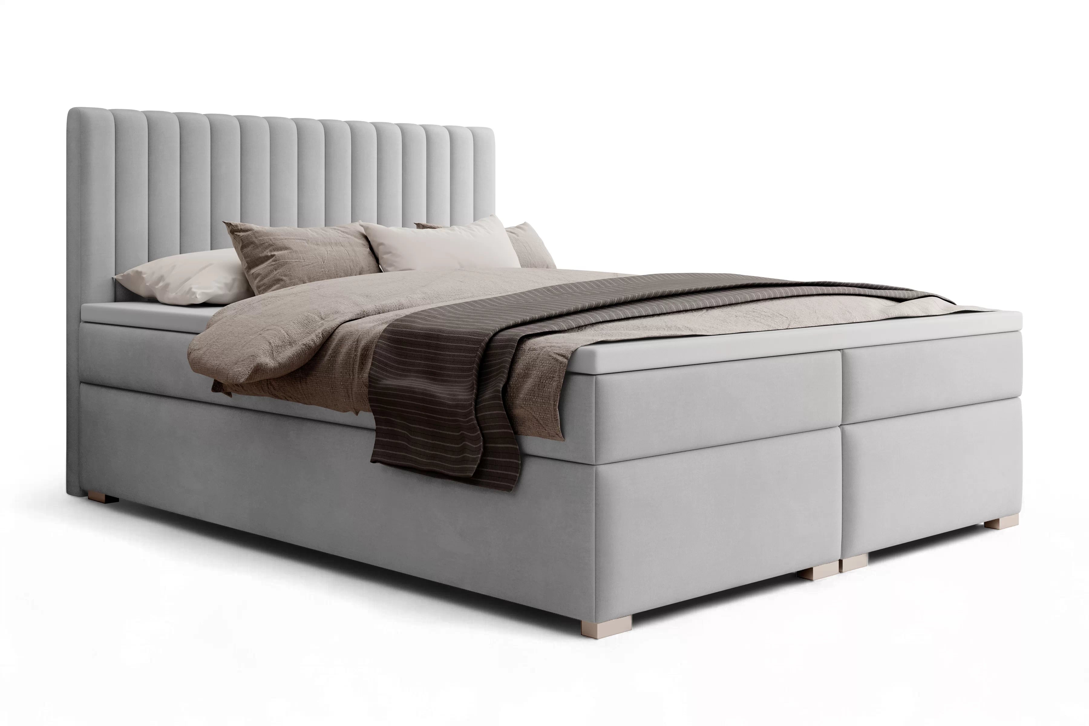 Boxspring posteľ Solani 180x200 s úložným priestorom - sivý zamat Castel 80 Boxspring posteľ Solani 180x200 s úložným priestorom - šedý velúr Castel 80